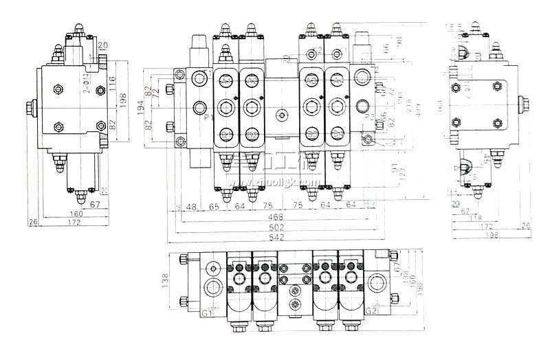 LTYB-G28L-4T全負載敏感比例多路換向閥 外形及連接尺寸